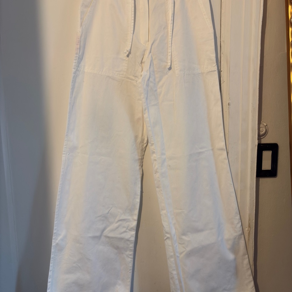 Wide Leg White Drawstring Pants